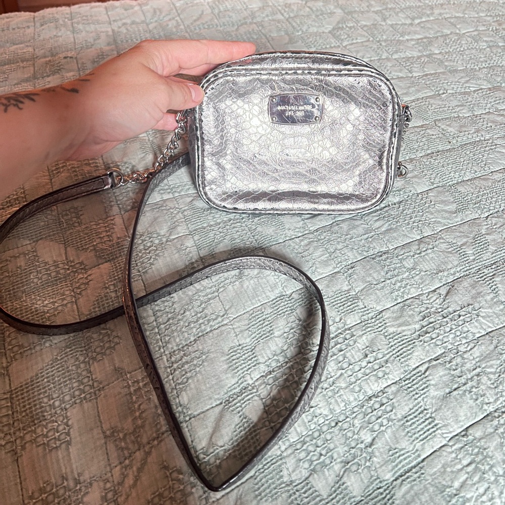 Michael Kors Metallic Silver Crossbody Bag
